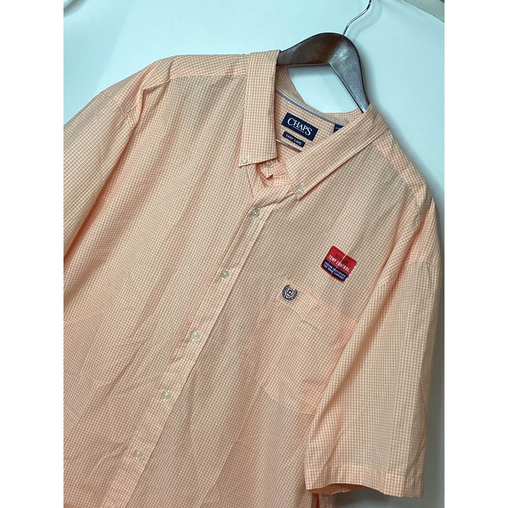 Mens Chaps Easy‎ Care Temp Control Short Sleeve Button Down Plaid Shirt - Picture 2 of 14